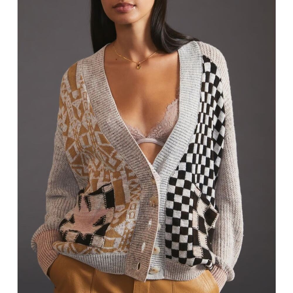 Anthropologie Pilcro Mash-Up Cardigan Sweater XXS Multicolor Button Front